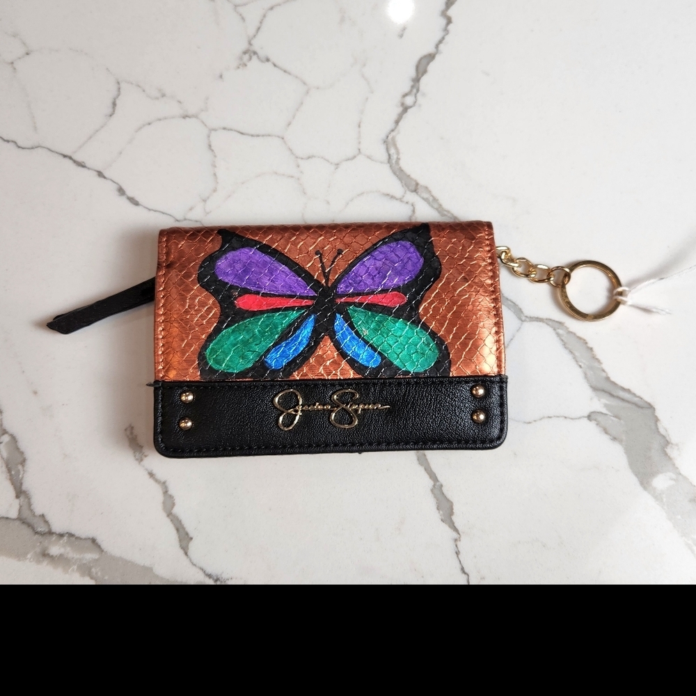 JESSICA SIMPSON COLORFUL FAUX SNAKESKIN BUTTERFLY WALLET NWOT